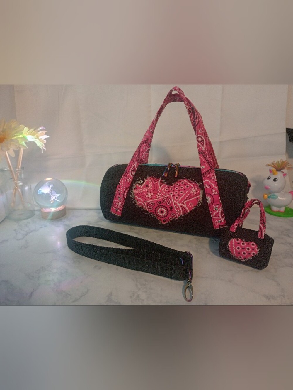 Small Handmade Duffle Bag Purse With Matching Coin Purse, Birthday, Christmas